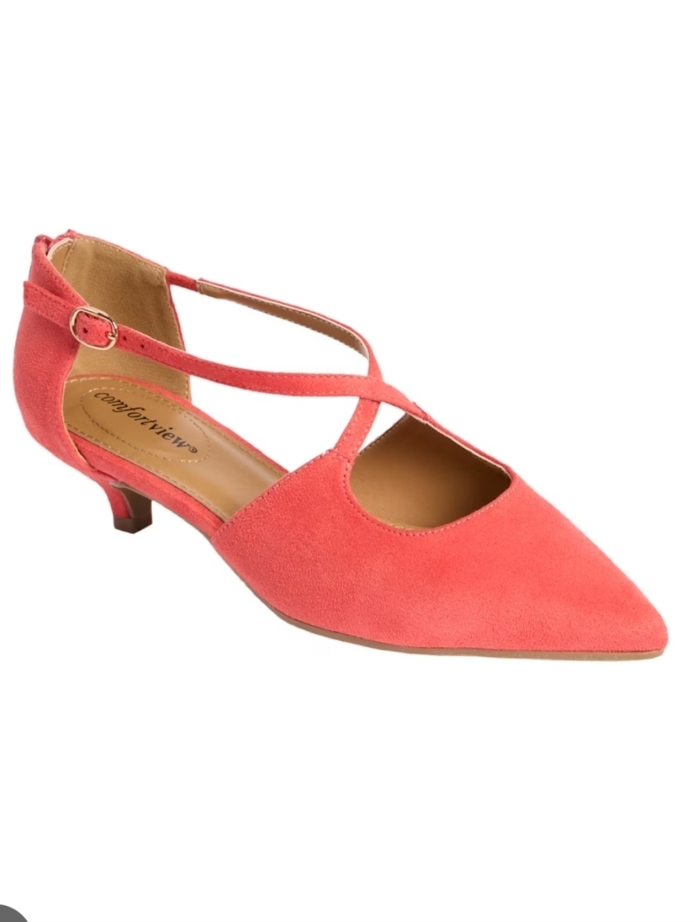 Comfortview Womens The Dawn Kitten Heels Pump Orange Coral Size 9.5,  10.5  NEW